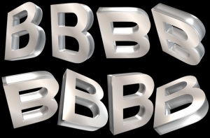 Letters rendered from 8 diffrent camera angles